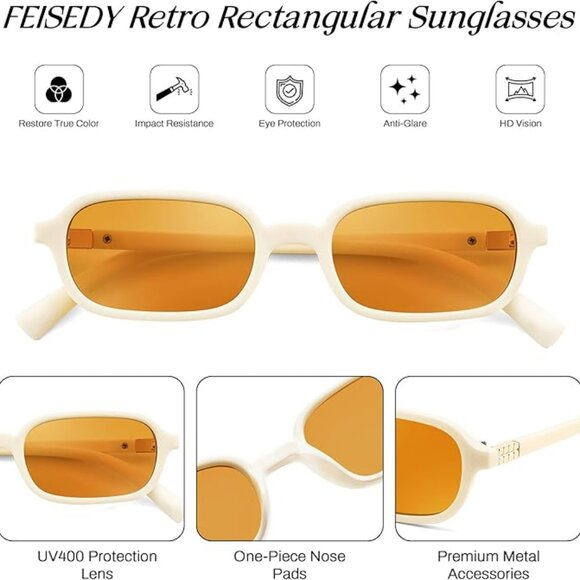 Retro Rectangular Sunglasses - Picture 3 of 7